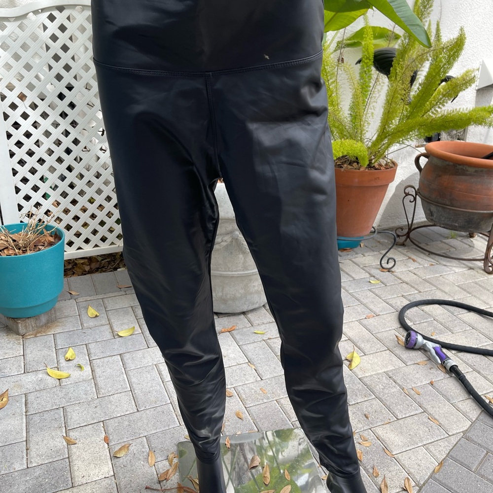 Spanx Black Faux Leather High-Rise Leggings Size XL Pull On